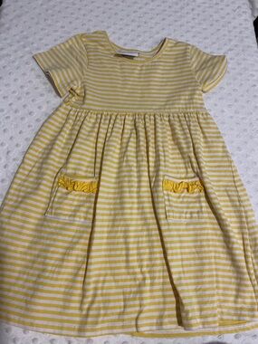 Jelly Beans Yellow and White Striped Pocket Dress